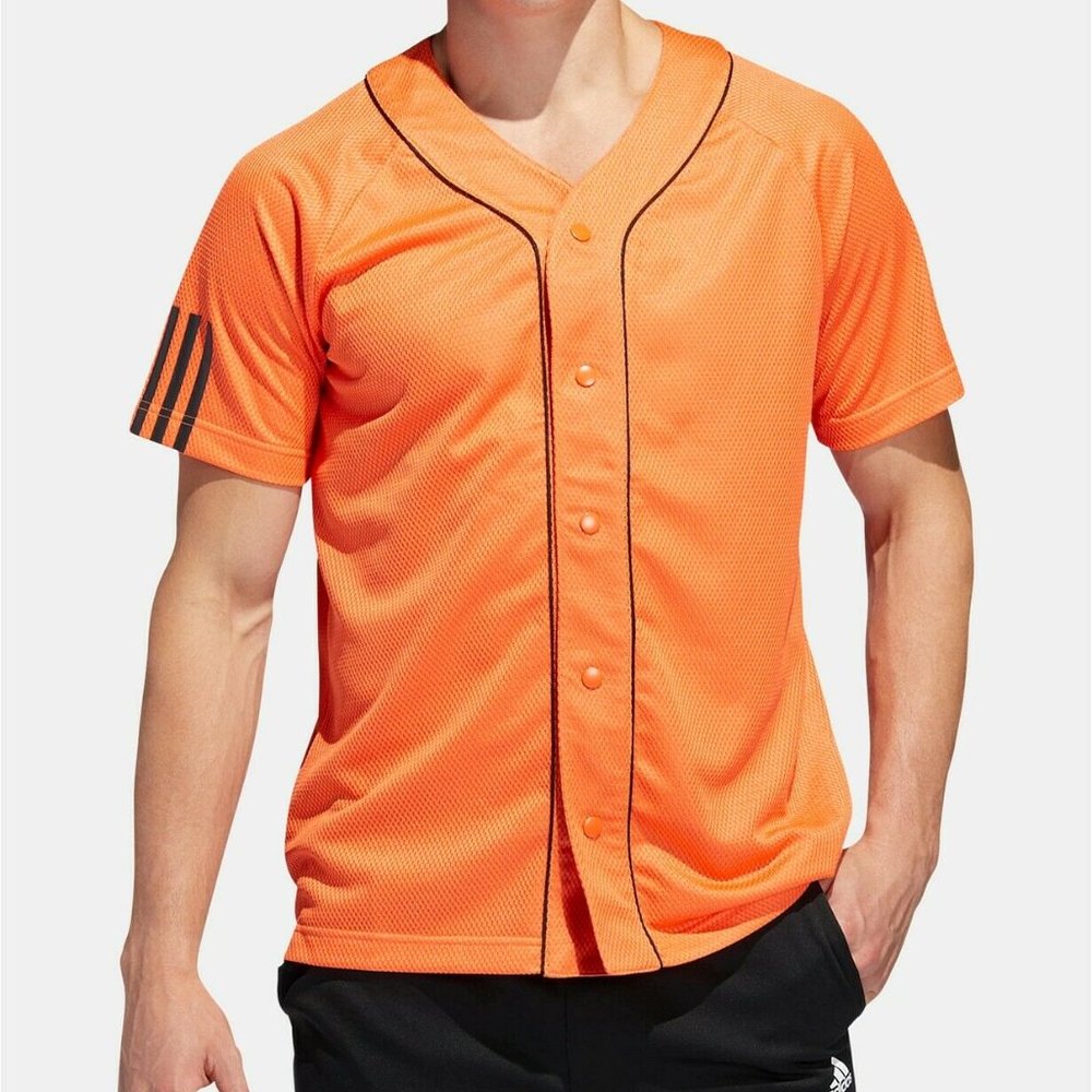 🧡 ADIDAS | 3 Stripe Baseball Buttoned Jersey